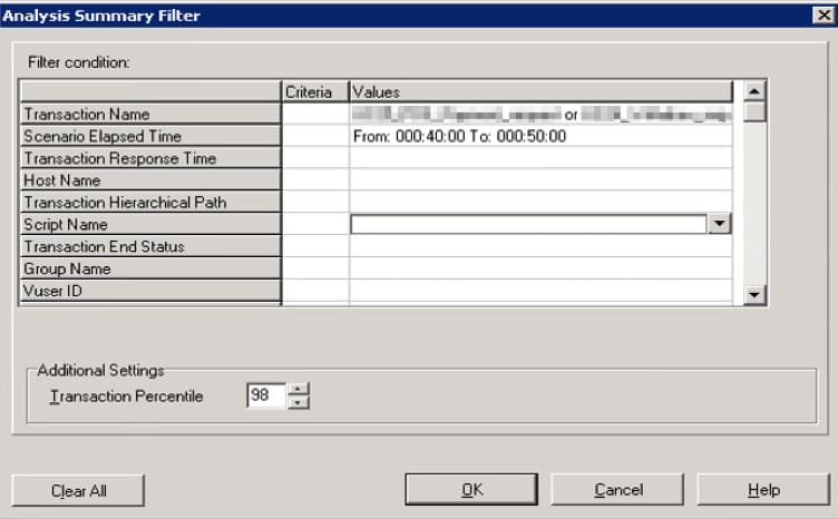 How Granularity Influences the Load Testing Results analysis summary filter