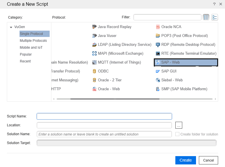 Recording performance testing scripts for SAP WEB with LoadRunner 1