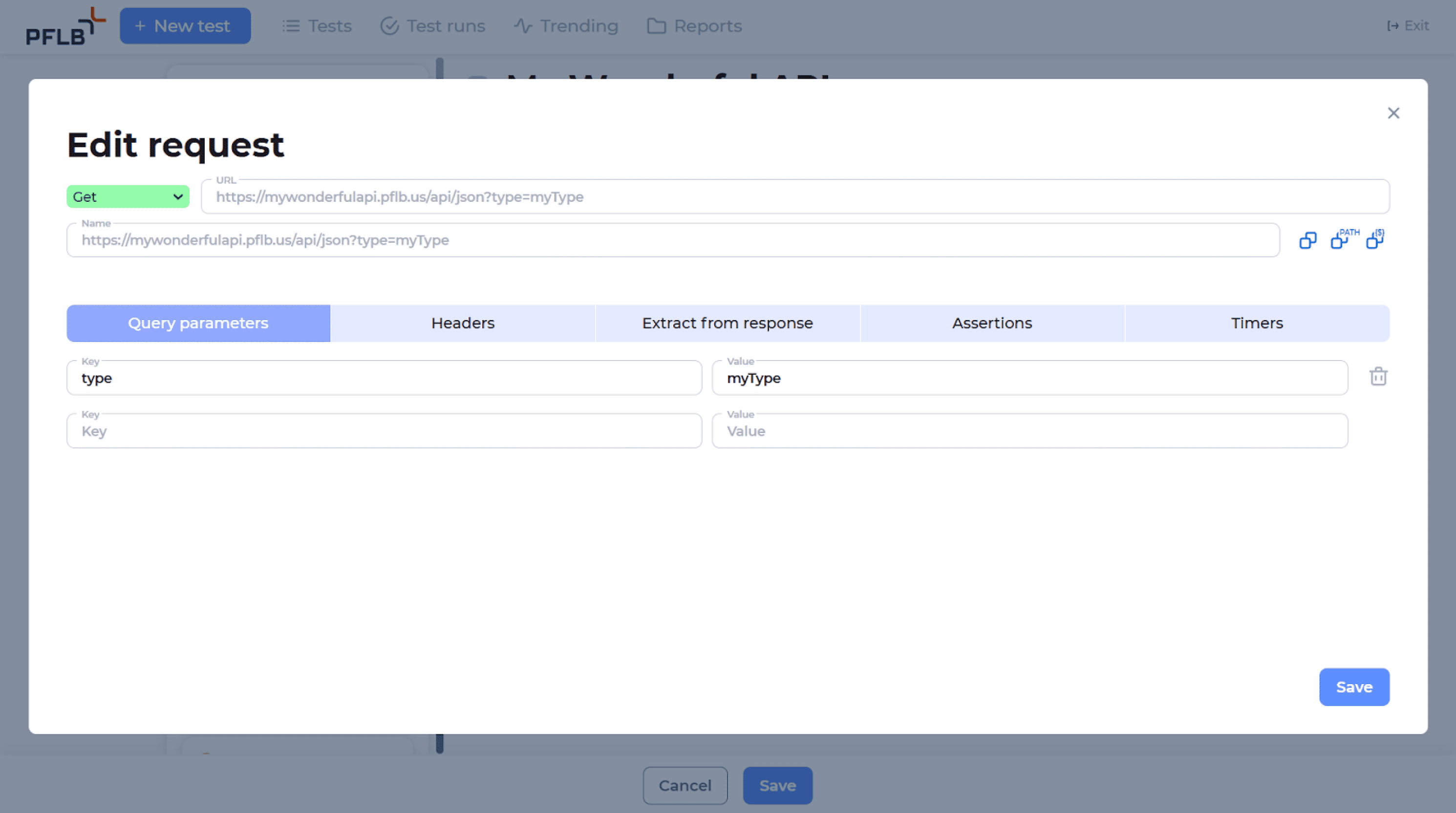 how to stress test api request parametrization in pflb