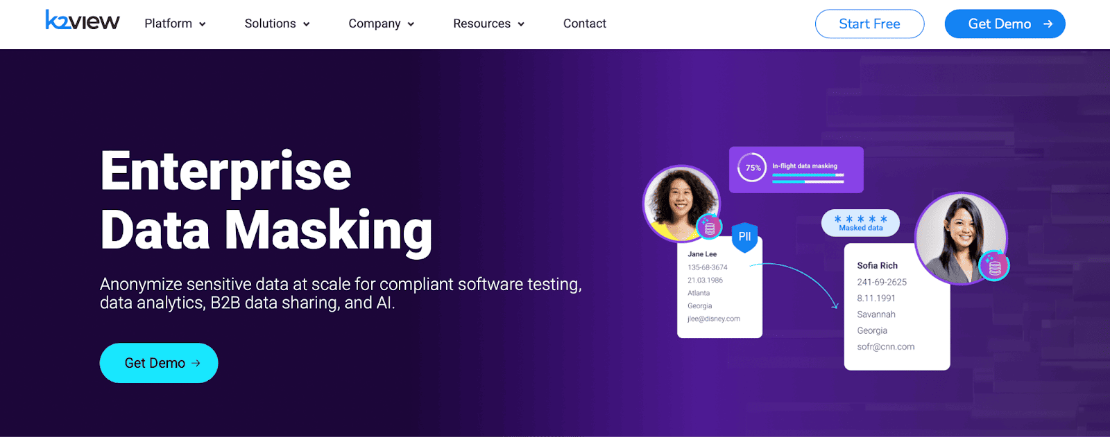 k2view data masking tool