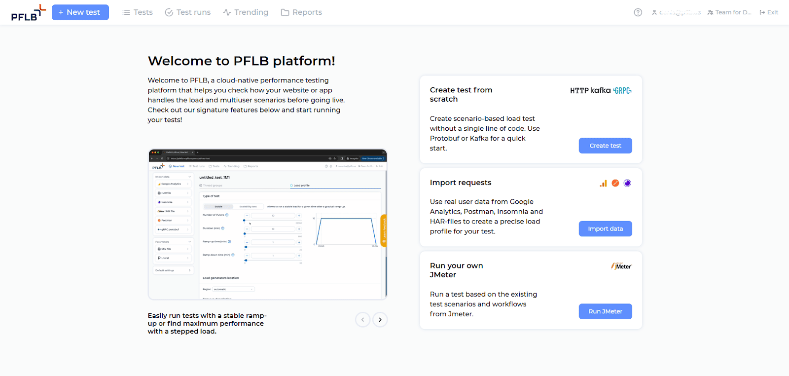 pflb ai powered load test report step 1