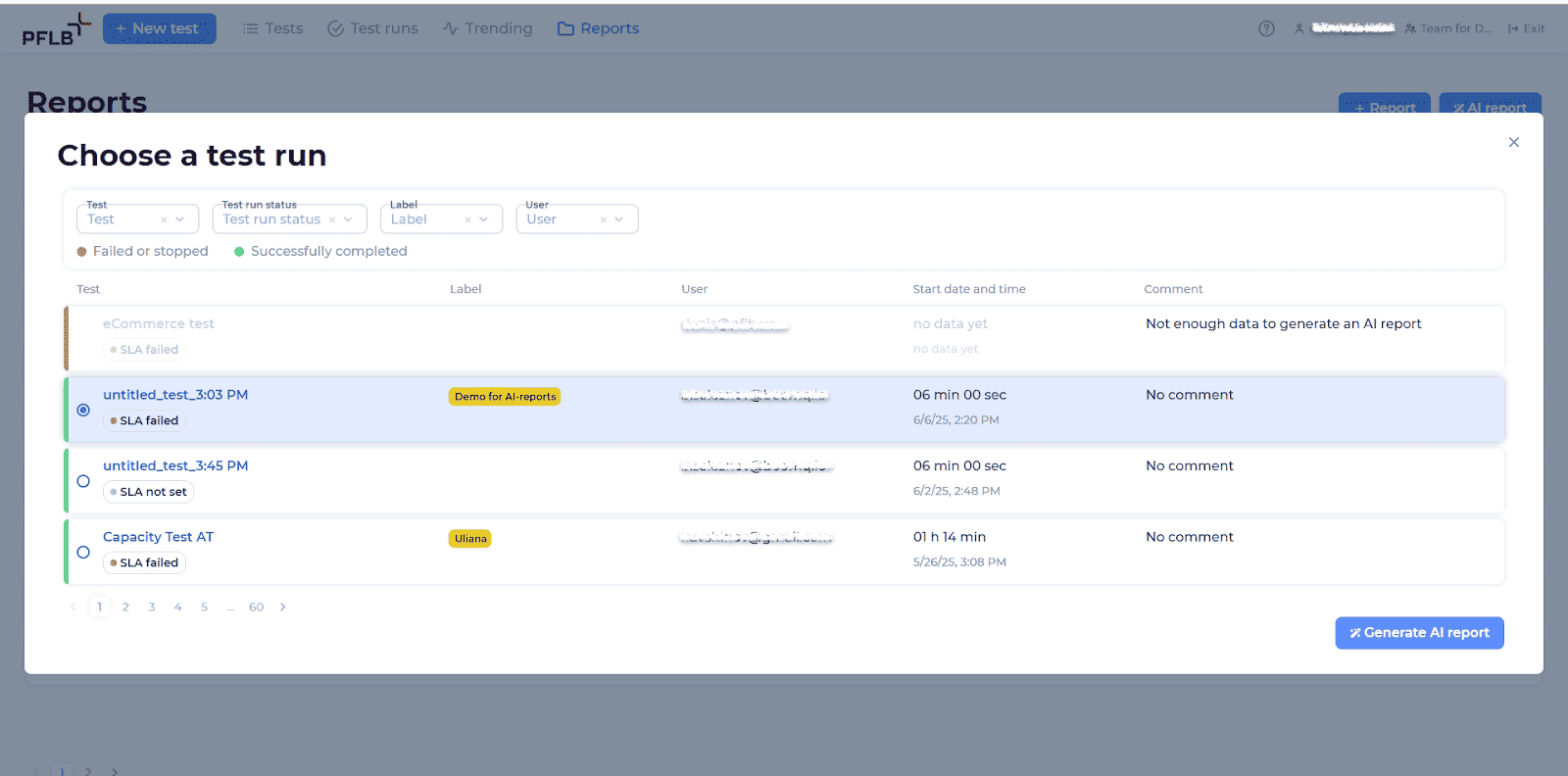 website load testing step 7 3 generate ai report