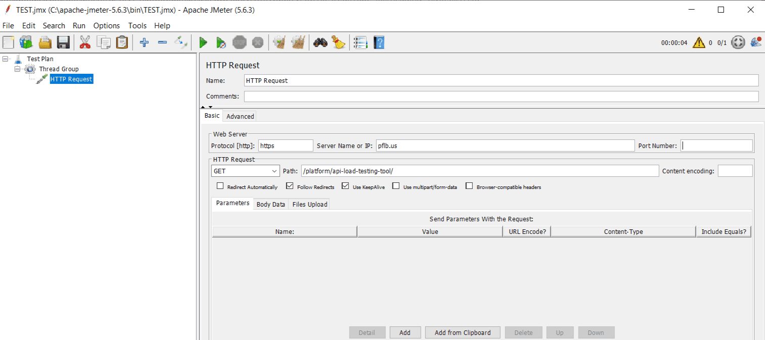 jmeter screen http request