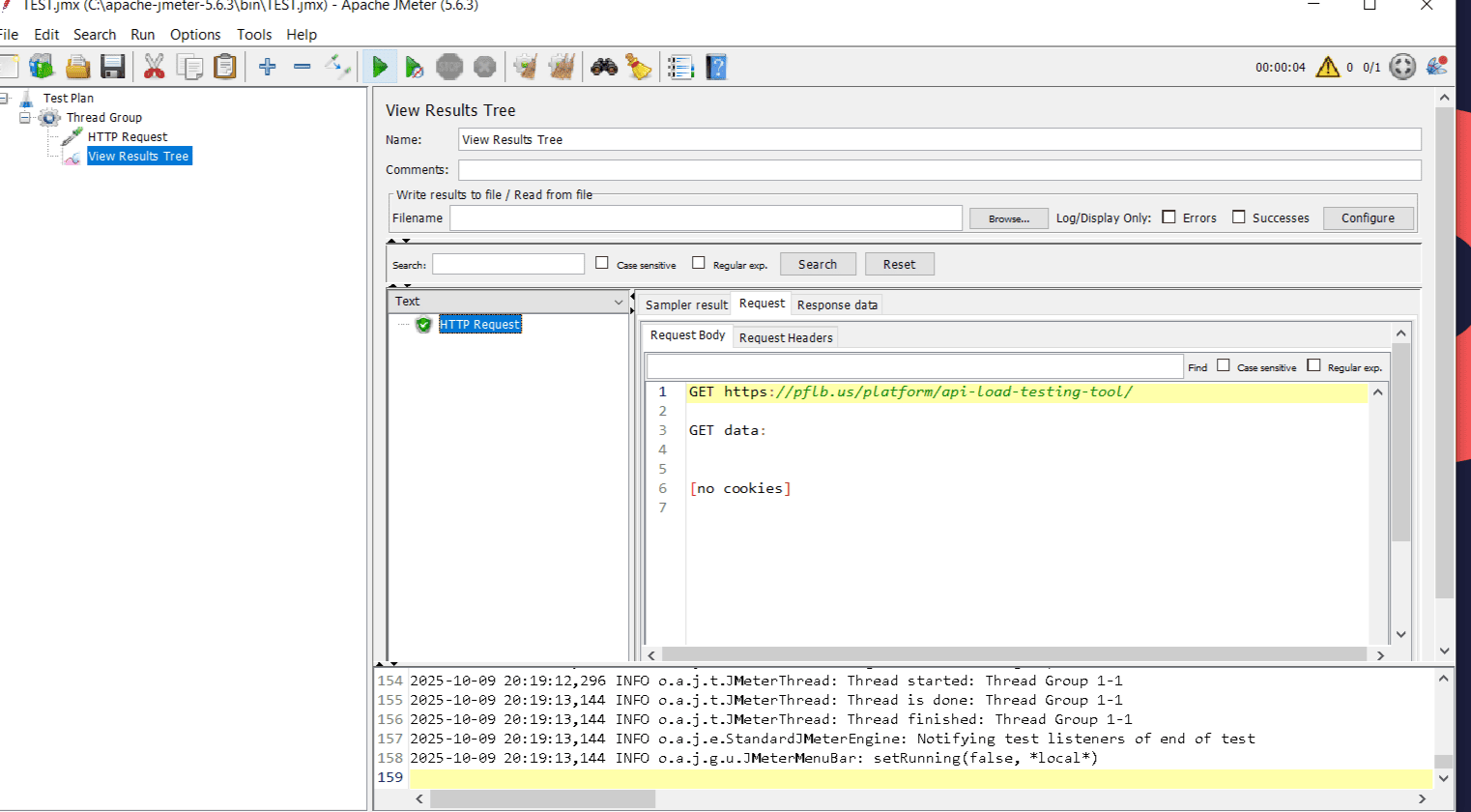jmeter screen view results tree